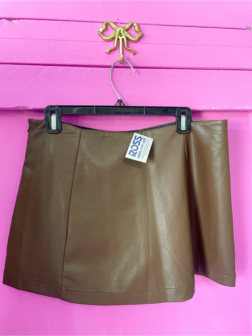Brown Faux Leather Mini Skort